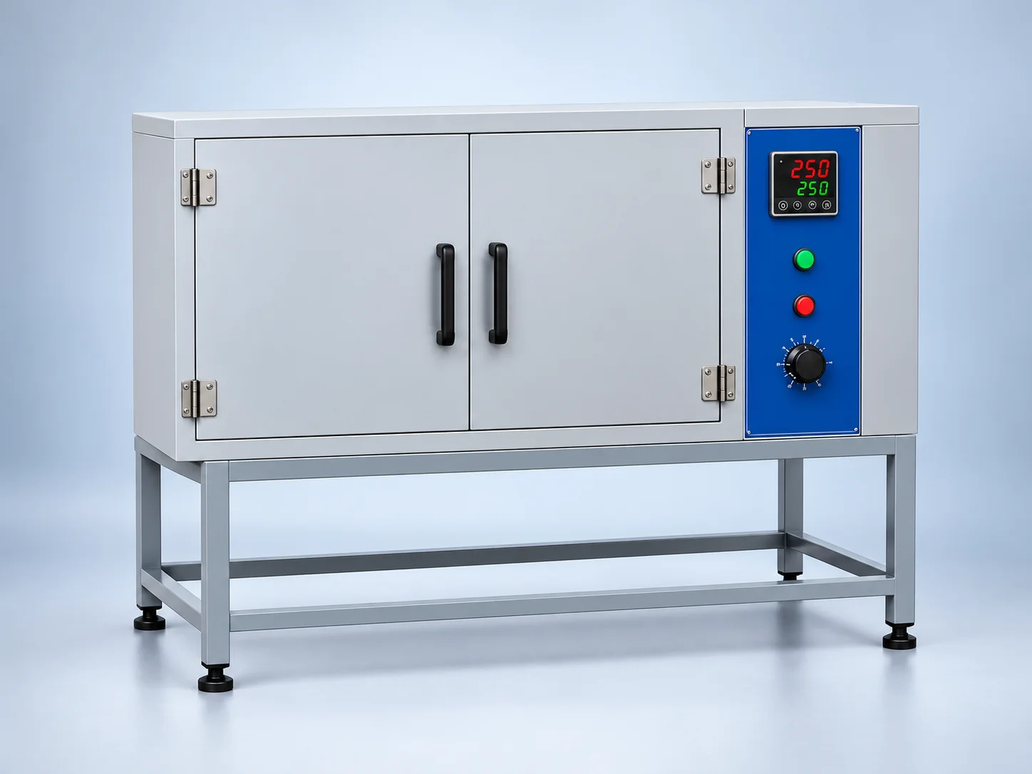 The Laboratory Drying Oven is a table-type electrically heated oven designed for drying and heating applications in civil engineering laboratories.